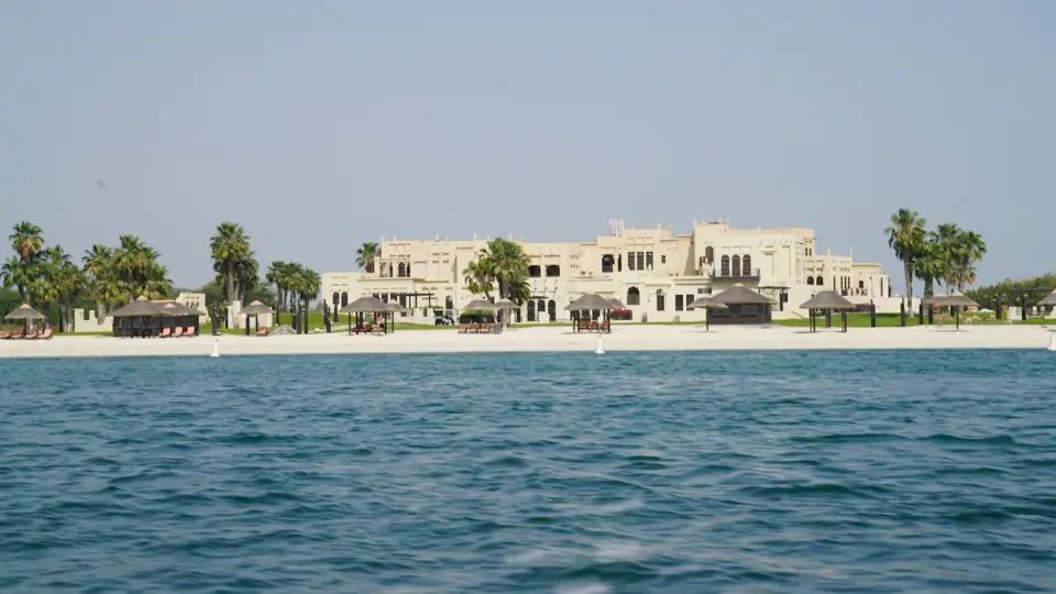 Villas on a Palm Jumeirah frond seen from the sea